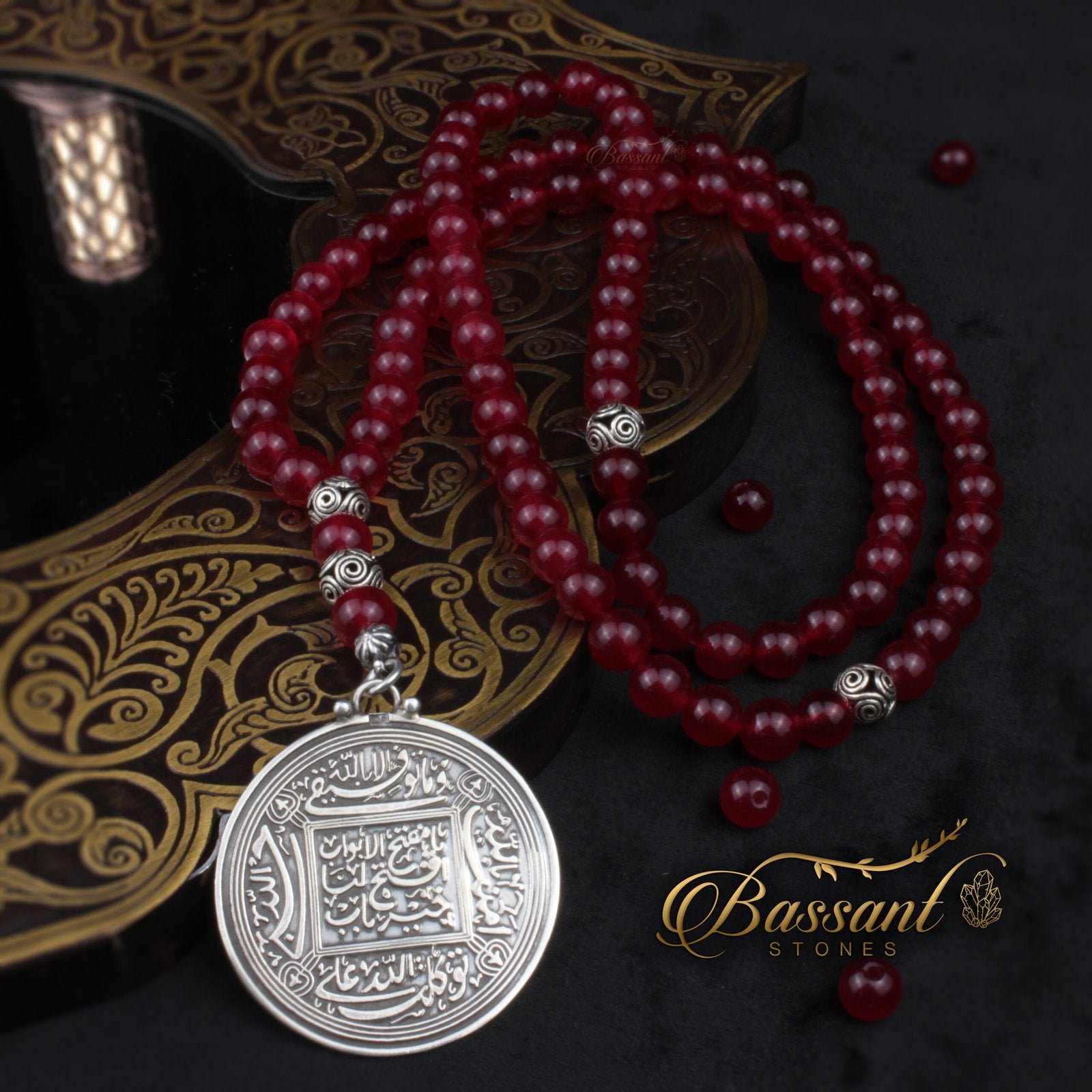 red Jade Rosary - Bassant Jewellery