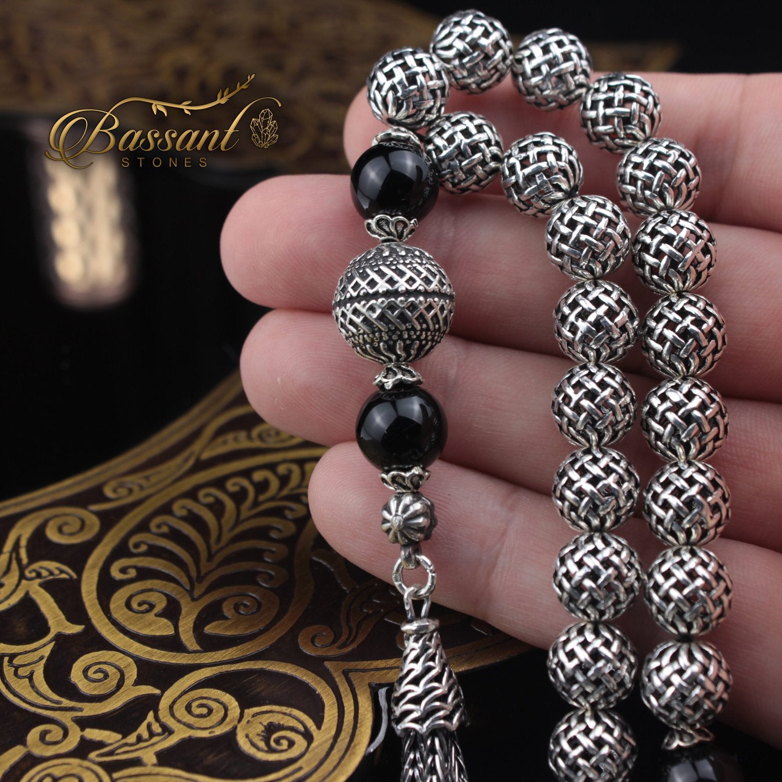 Silver/Onyx Rosary - Bassant Jewellery