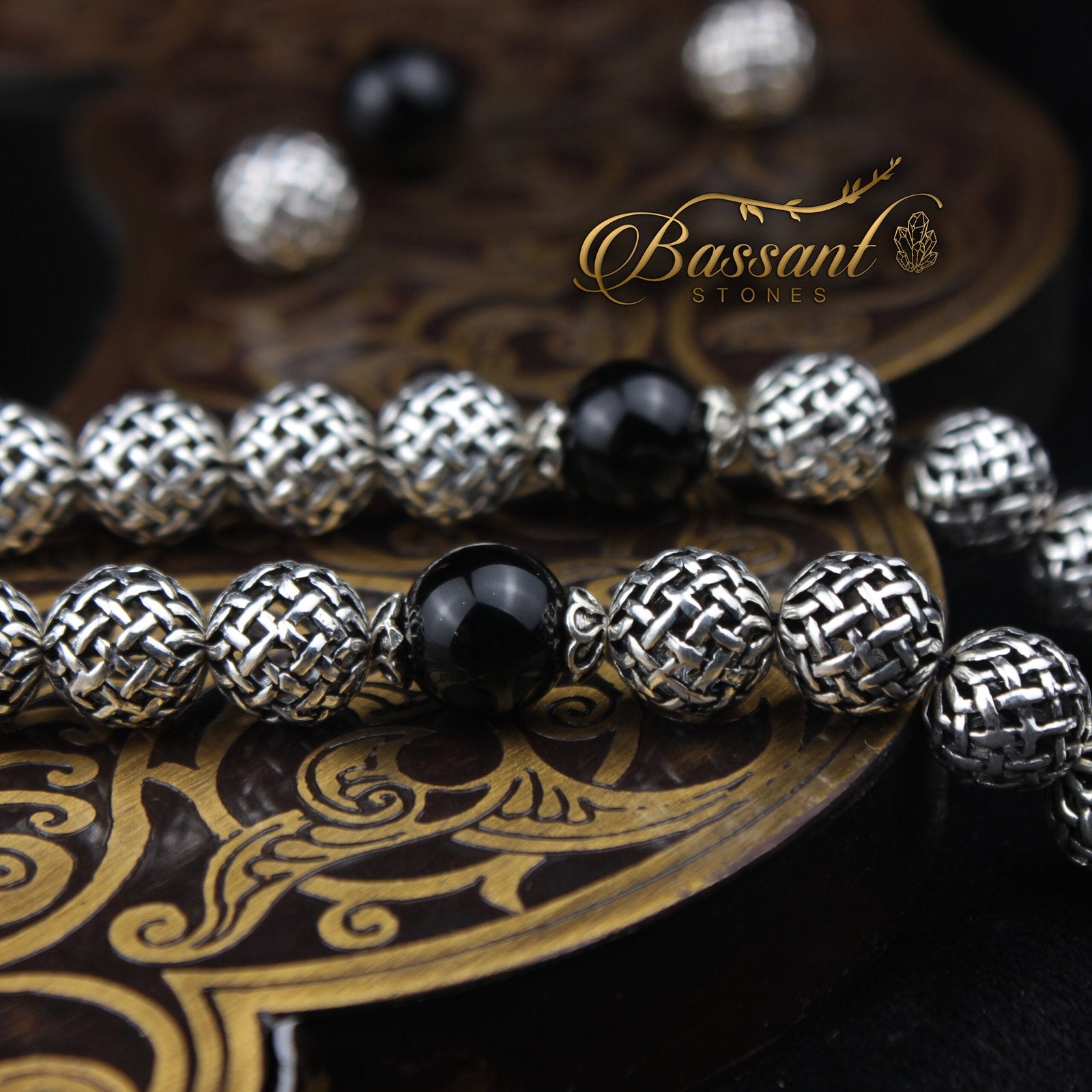 Silver/Onyx Rosary - Bassant Jewellery