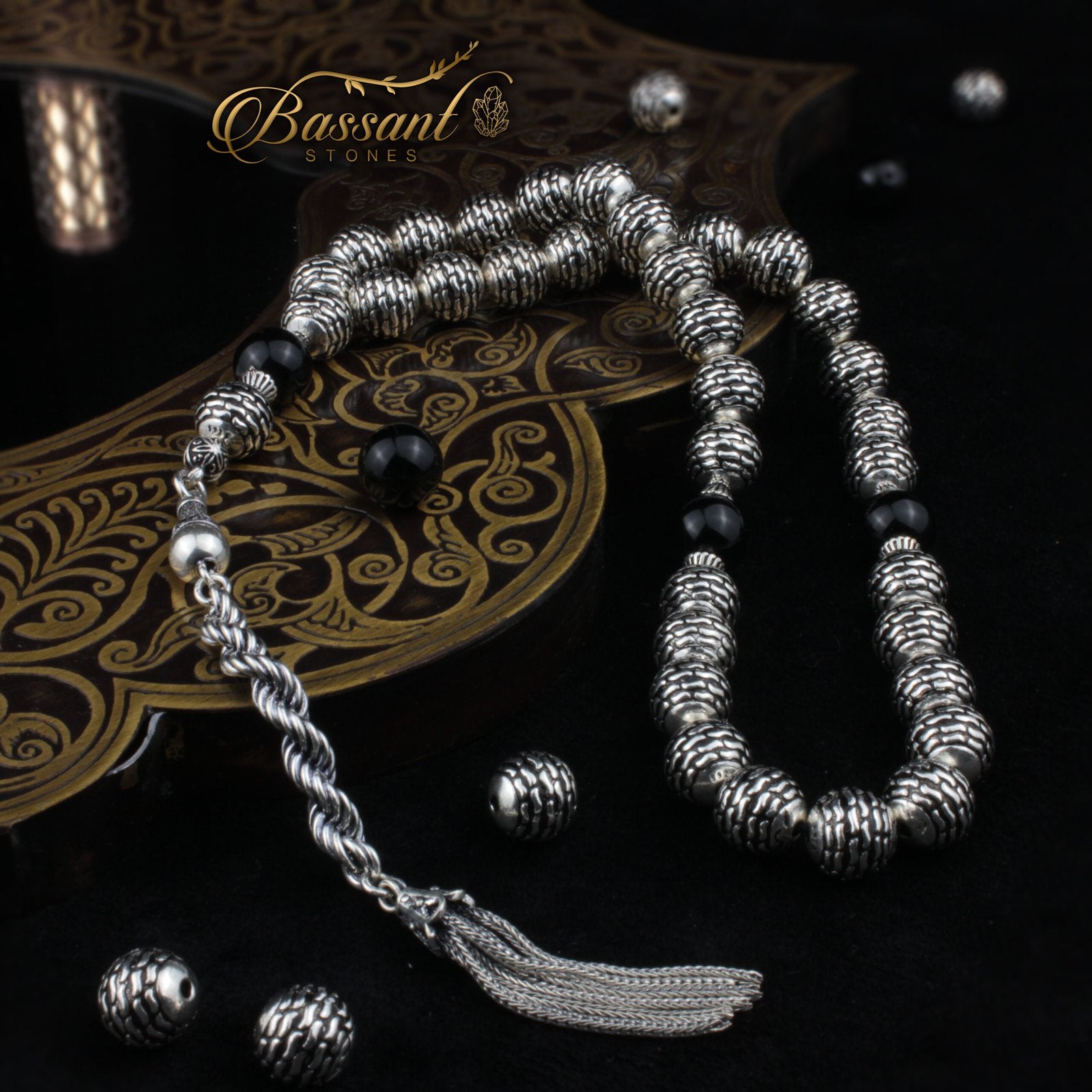 Silver/Onyx Rosary - Bassant Jewellery