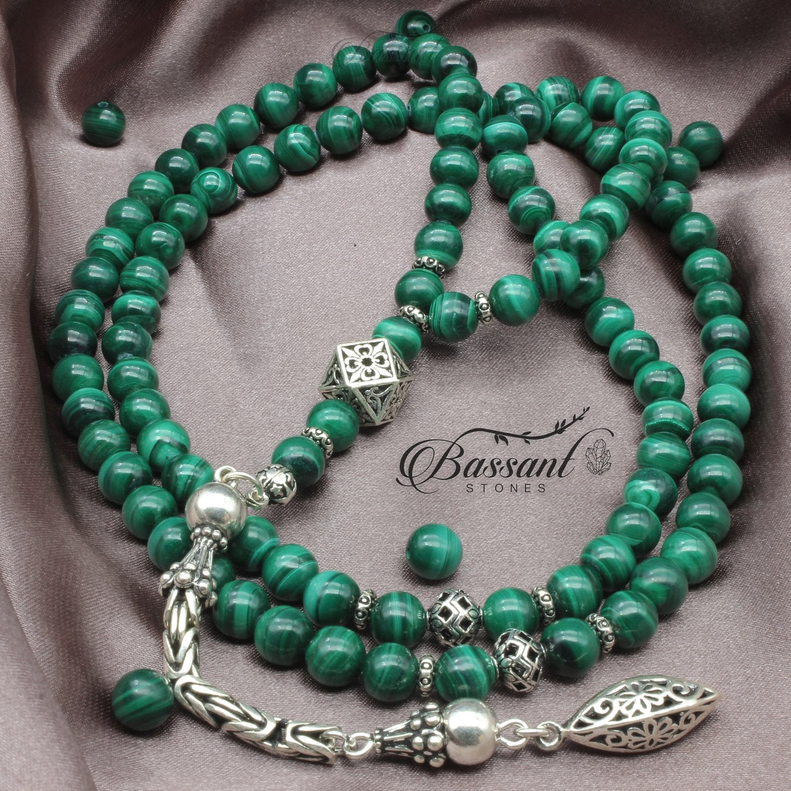 Malachite Royal Rosary - Bassant Jewellery