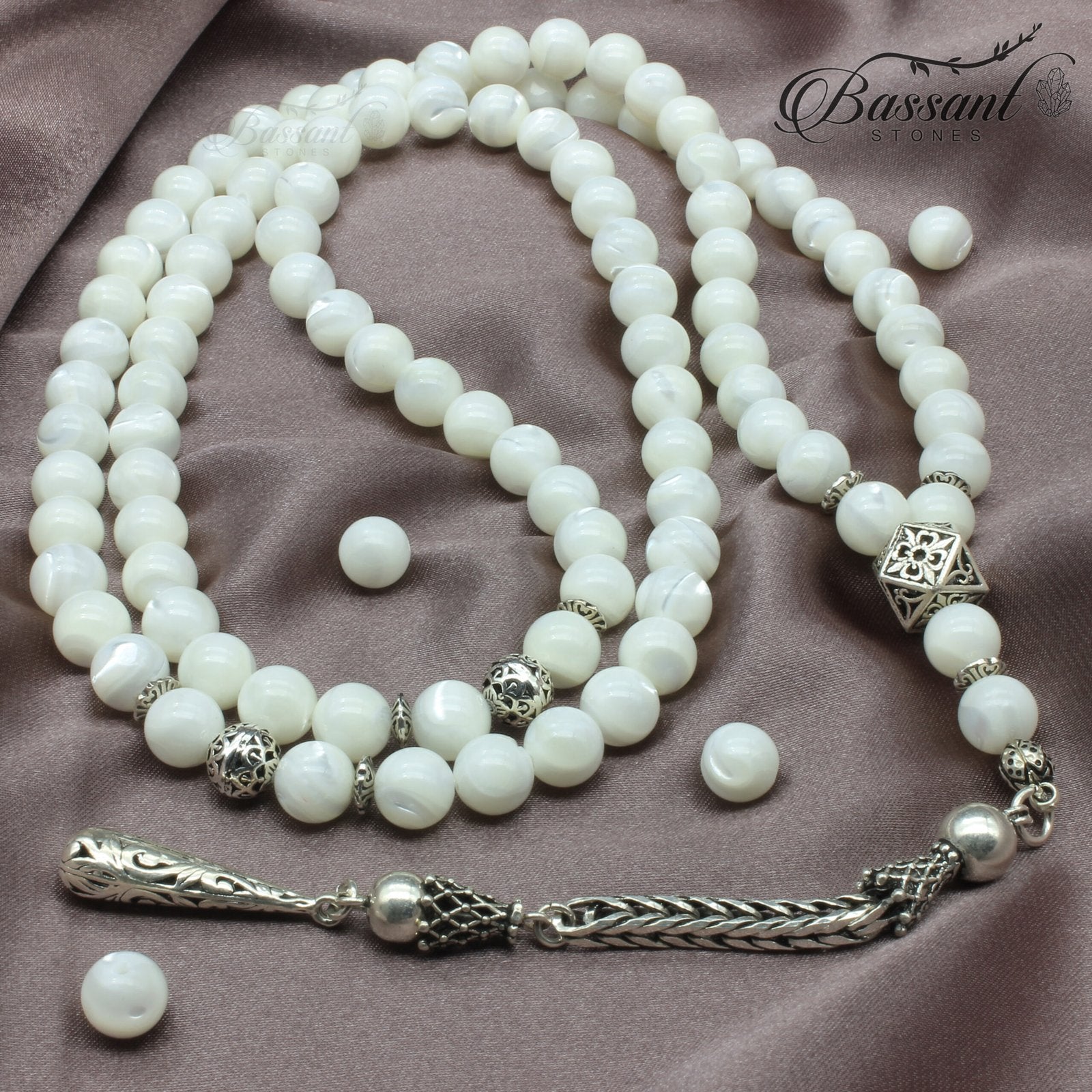 White Trochus Shell Royal Rosary - Bassant Jewellery