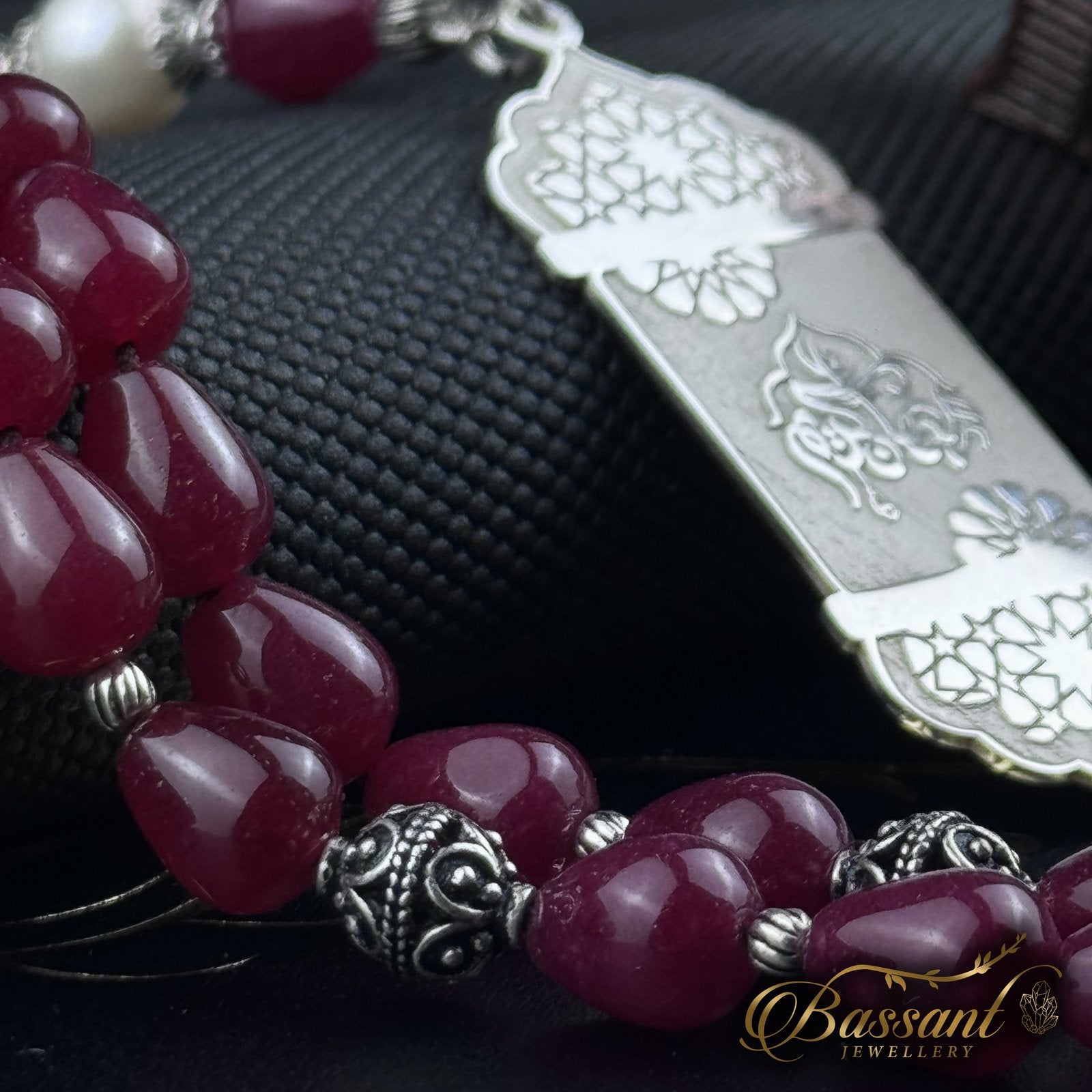 Ruby Jade & Pearl Rosary - Bassant Jewellery