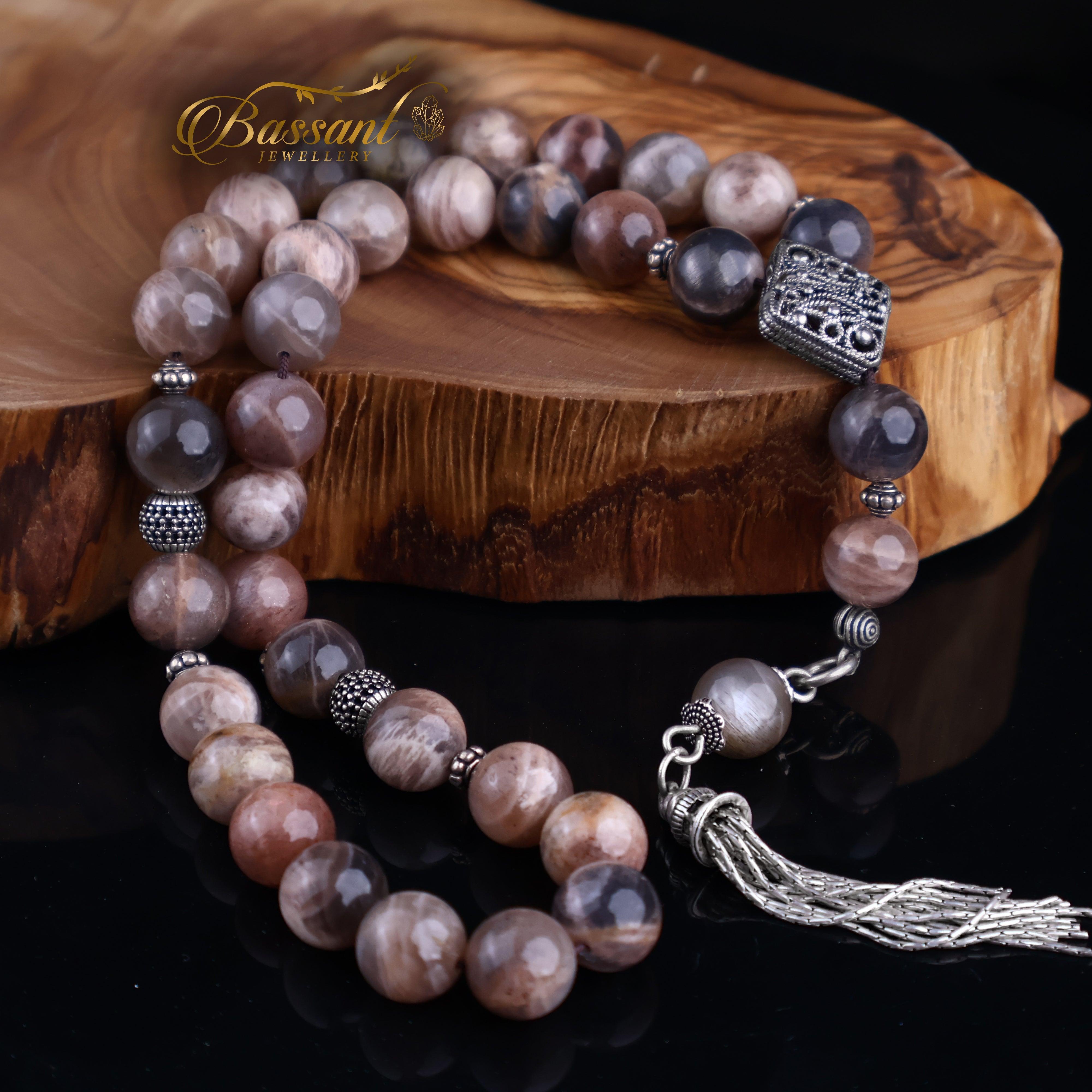 Mocha Moonstone Rosary - Bassant Jewellery